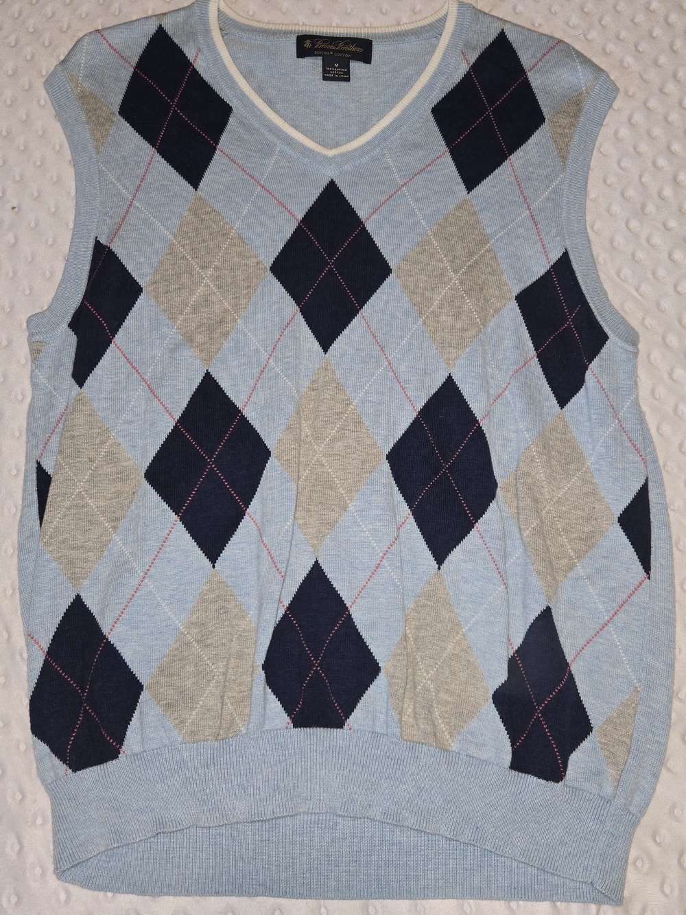 Vintage Brooks Brothers Sweater Vest Mens M Argyle 100% Supima Cotton Preppy